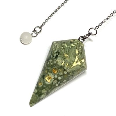 Polished Rainforest Jasper Pendulum