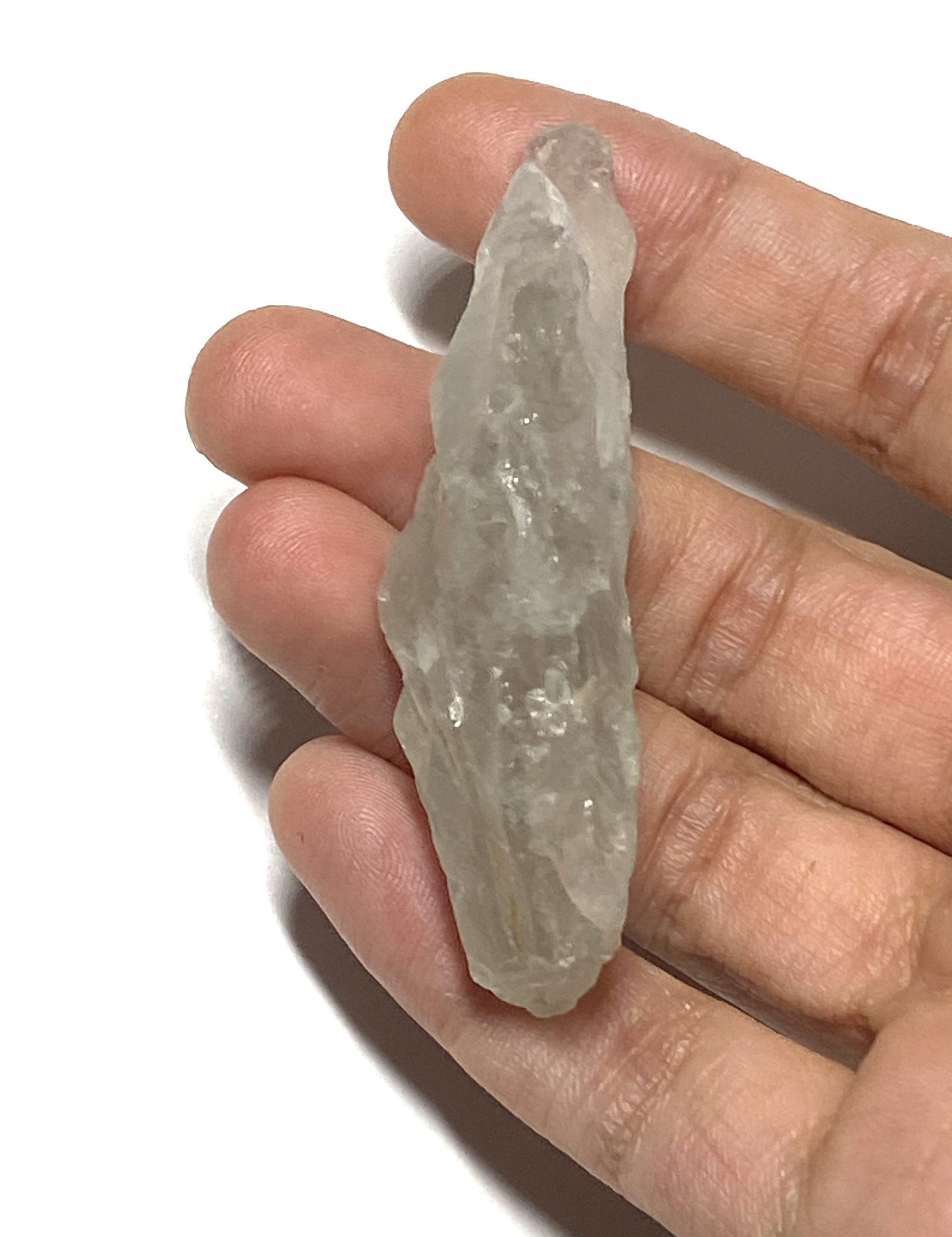 Raw Green Prasiolite Quartz Side View